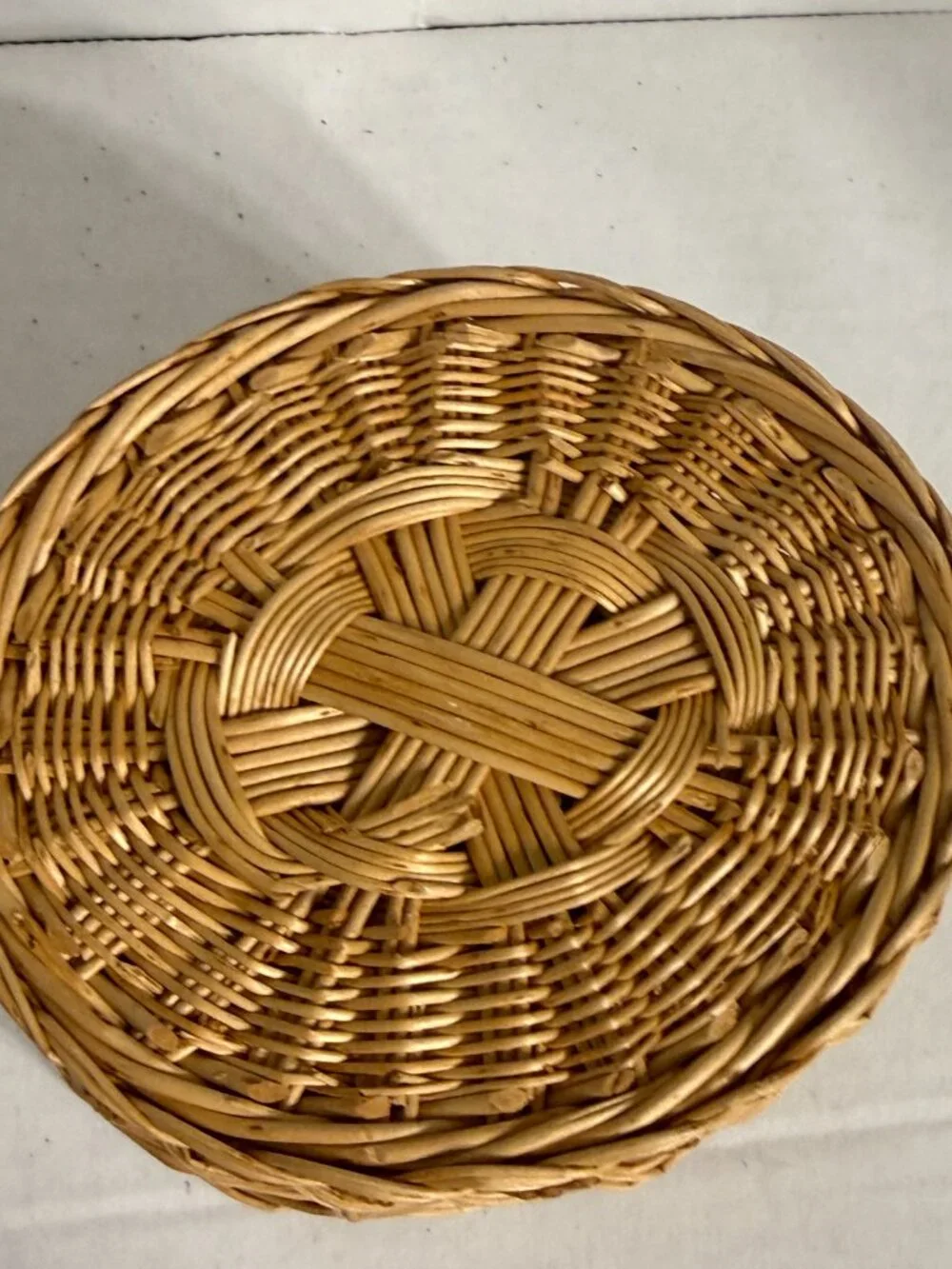Lidded Wicker Container Versatile Woven Storage Container Intricate Border Italy